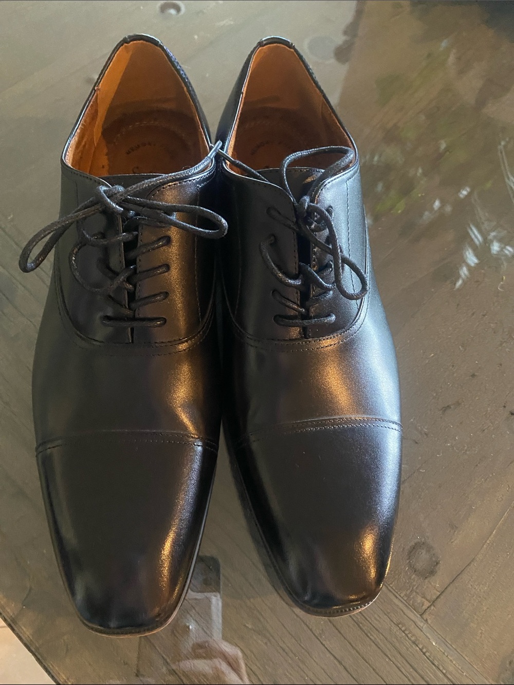 Florsheim Black Leather Cap-Toe Derby Oxfords